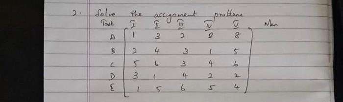 Solve Task the 2 1 accignment problem TV op ) w 2