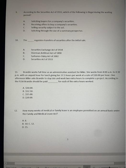 1. The purpose of the Sherman Act was to: A.