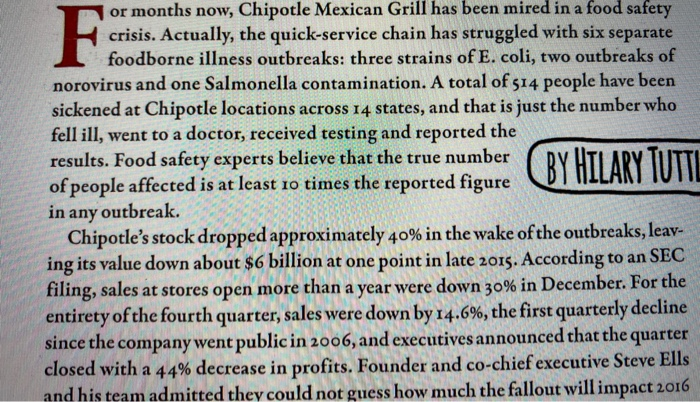 Chipotle case study need to answer question at