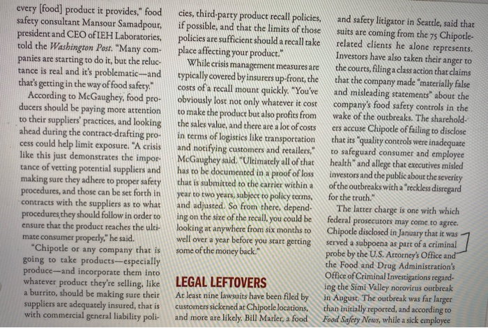 Chipotle case study need to answer question at