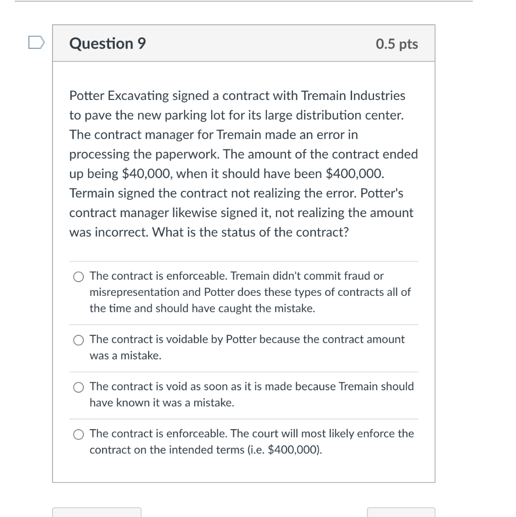 Question 8 0.5 pts Porkopolis Brewery contracts