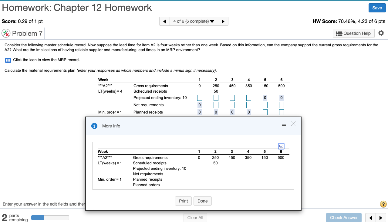 Calculate the material requirements plan (enter