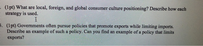 - (1pt) What are local, foreign, and global