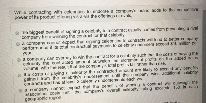 While contracting with celebrities to endorse a