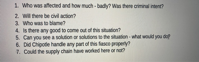 Chipotle case study need to answer question at