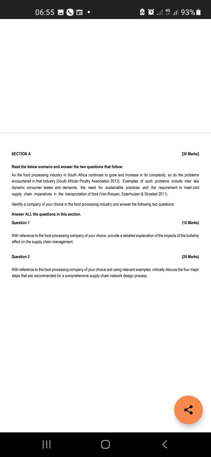 SECTION A [30 Marks] Read the below scenario and