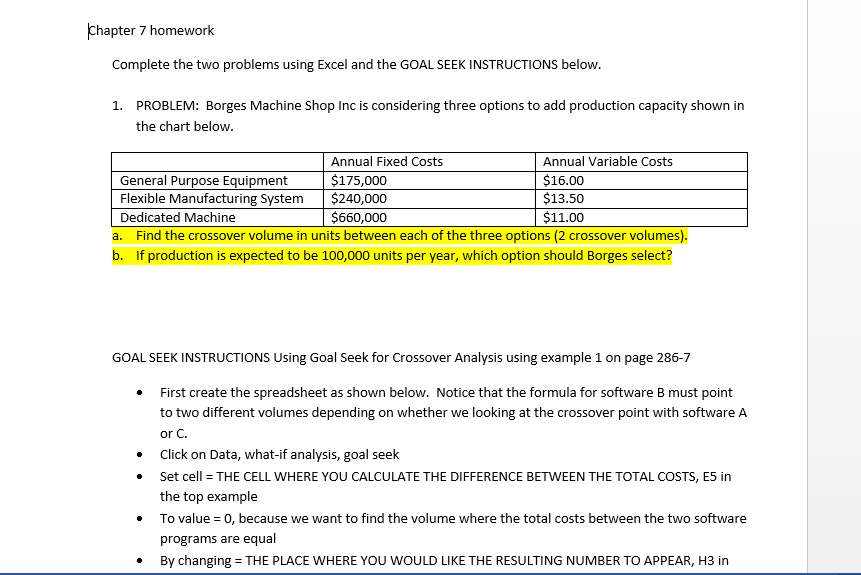 Operations Management Chapter 7 homework Complete