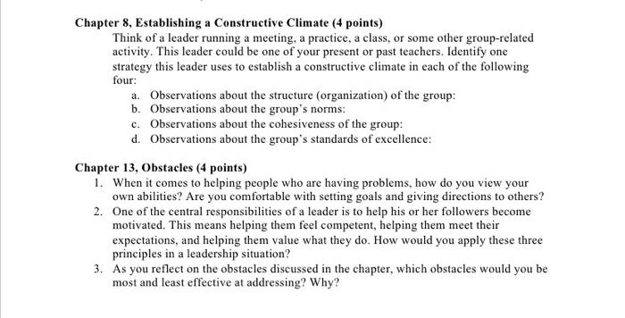Chapter 8, Establishing a Constructive Climate (4
