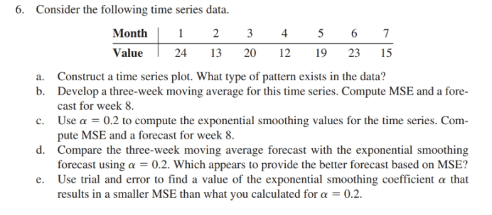 6. Consider the following time series data. a.