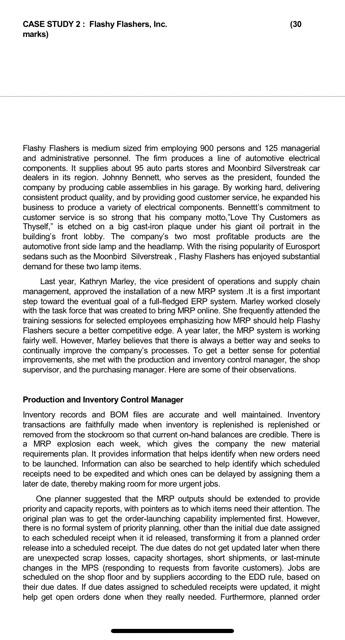 CASE STUDY 2: Flashy Flashers, Inc. marks) (30