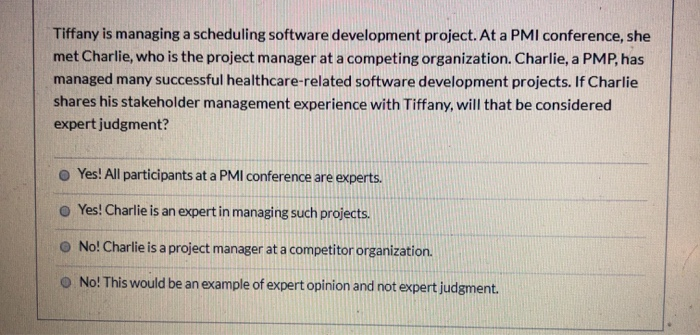 Tiffany is managing a scheduling software
