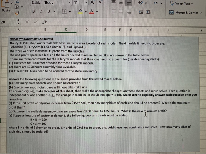 Calibri (Body) 11 ' Wrap Text Paste BIU a. Av