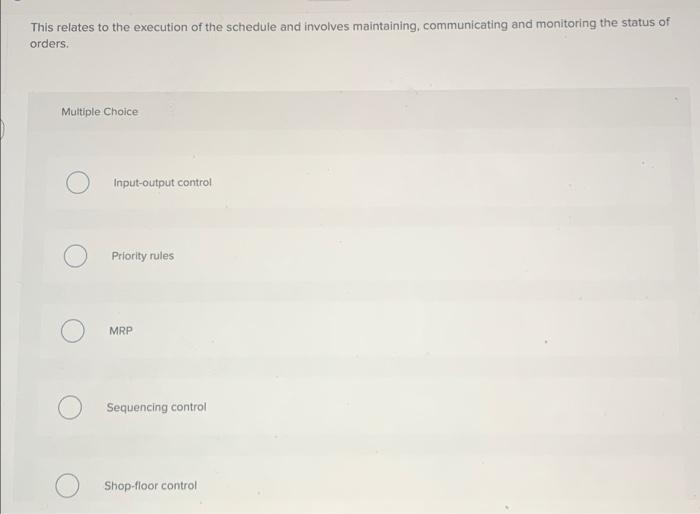 This relates to the execution of the schedule and