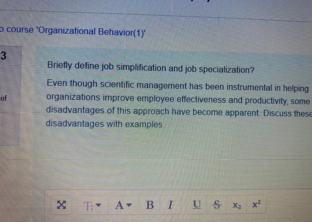 course 'Organizational Behavior(1) 3 Briefly