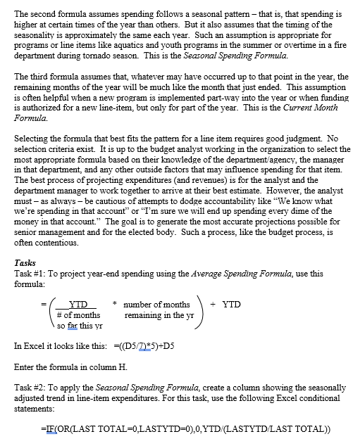 Use Excel to work through the following