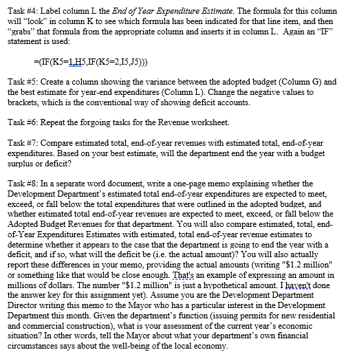 Use Excel to work through the following