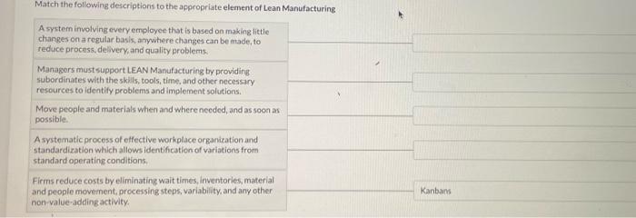 Match the following descriptions to the