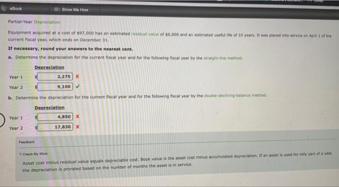 Partial-Year Depreciation Equipment acquired at a