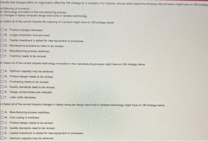 Identify how changes within an organizabion