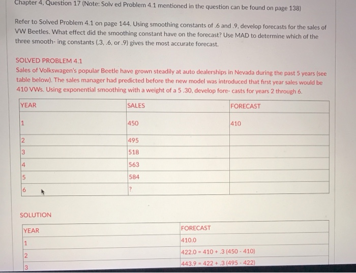 Chapter 4 Question 17 (Note: Solved Problem 4.1