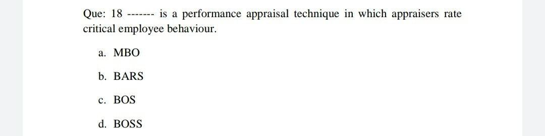 I need the answer as soon as possible Que: 18