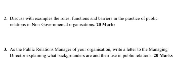 2. Discuss with examples the roles, functions and