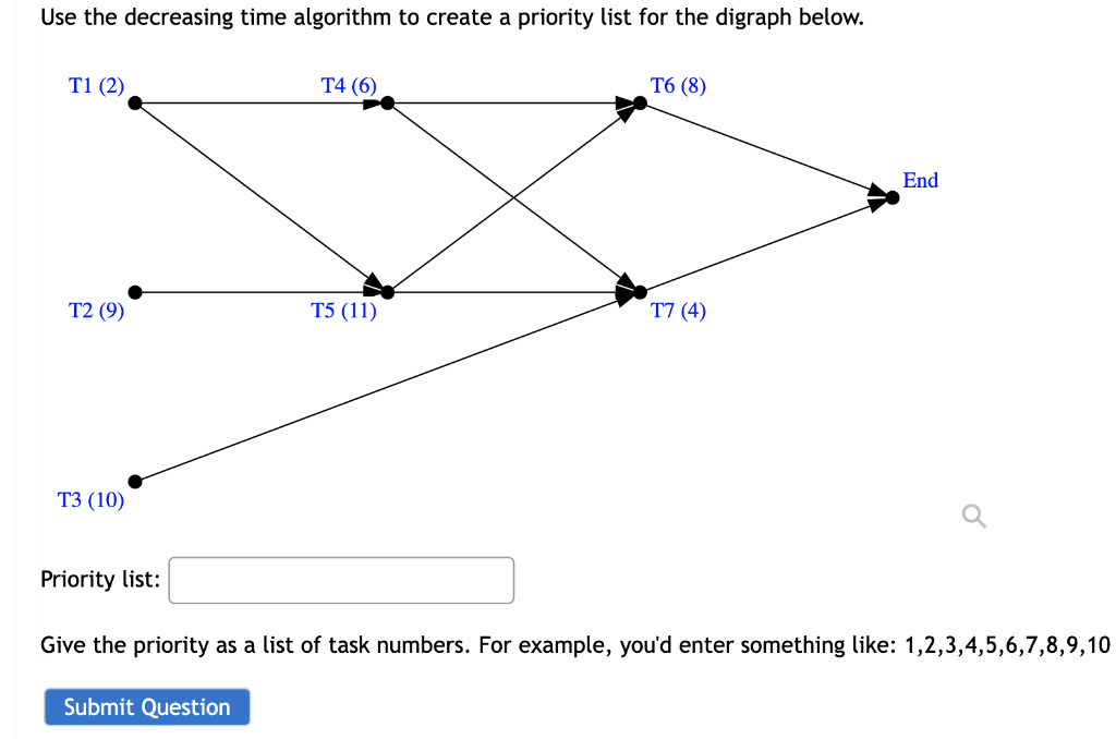 Use the decreasing time algorithm to create a