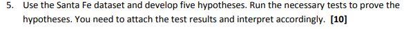 5. Use the Santa Fe dataset and develop five