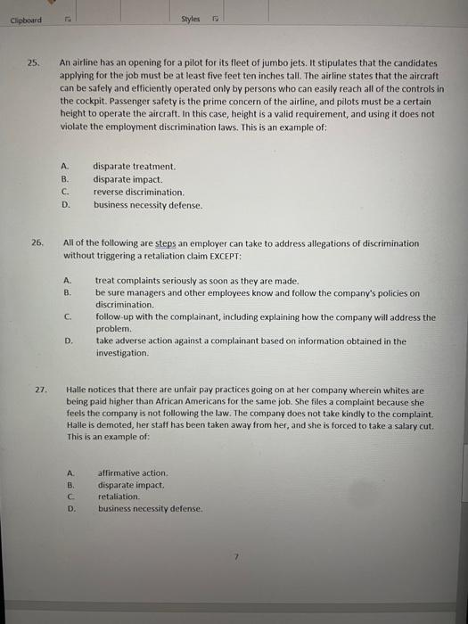 25. An airline has an opening for a pilot for its