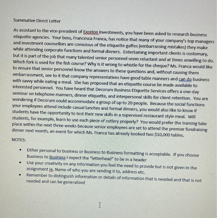 this is the direct letter from buisness to