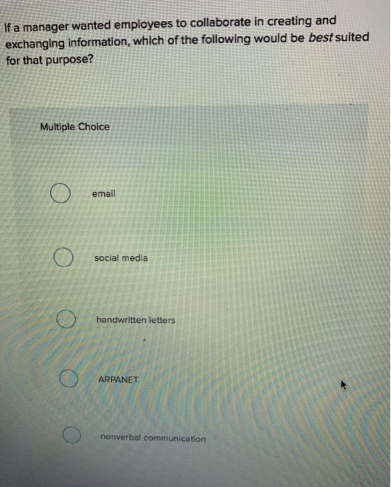 If a manager wanted employees to collaborate in