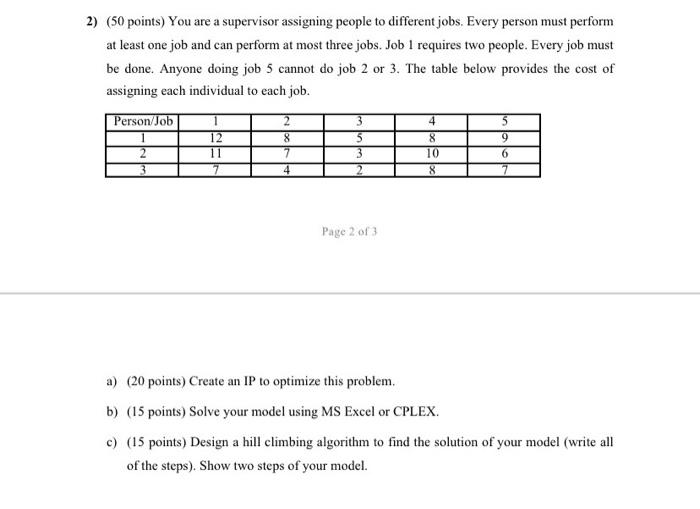 please help with all questions 2) (50 points) You