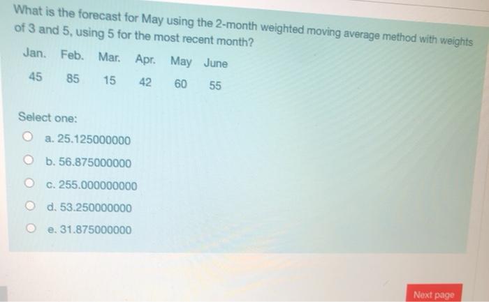What is the forecast for May using the 2-month