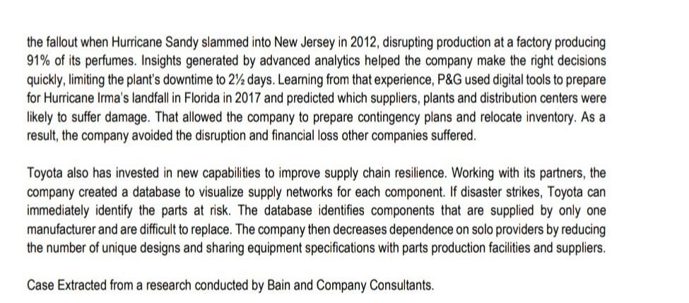 Read the case study below and answer ALL the