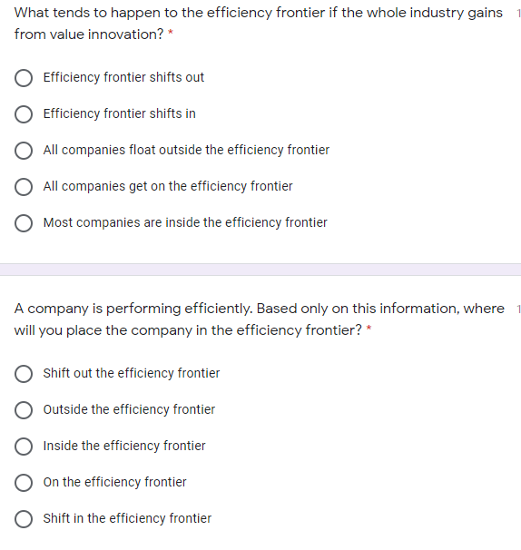 What tends to happen to the efficiency frontier