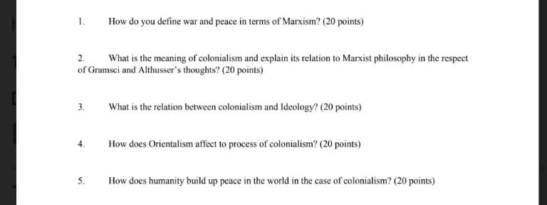 Subject: Global security and peace 1. How do you