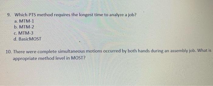 need to check answer on 9 and 10 9. Which PTS