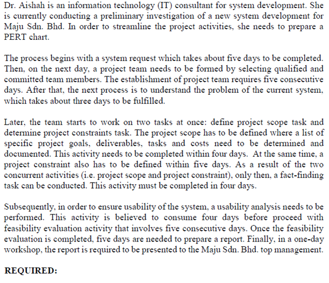 Develop a complete PERT chart for the above