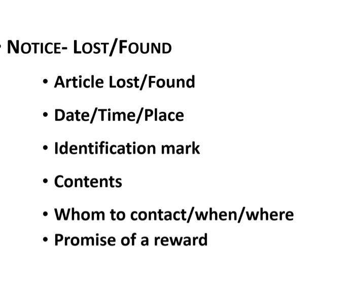 Question: Office Document Write a Lost or Found