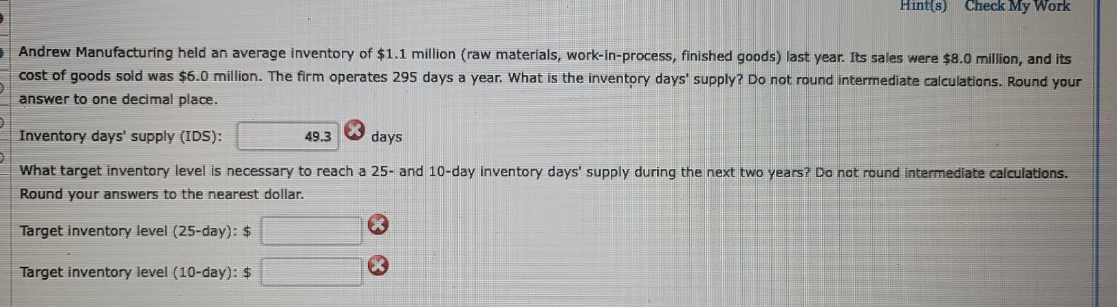 pls help Hint(s) Check My Work Andrew