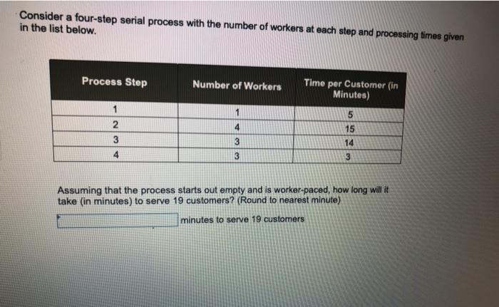Consider a four-step serial process with the
