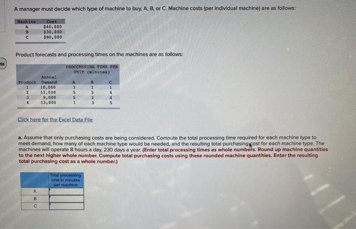 A manager must decide which type of machine to