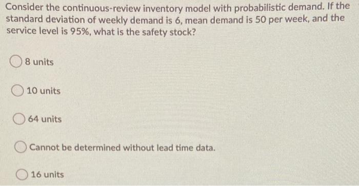 Consider the continuous-review inventory model