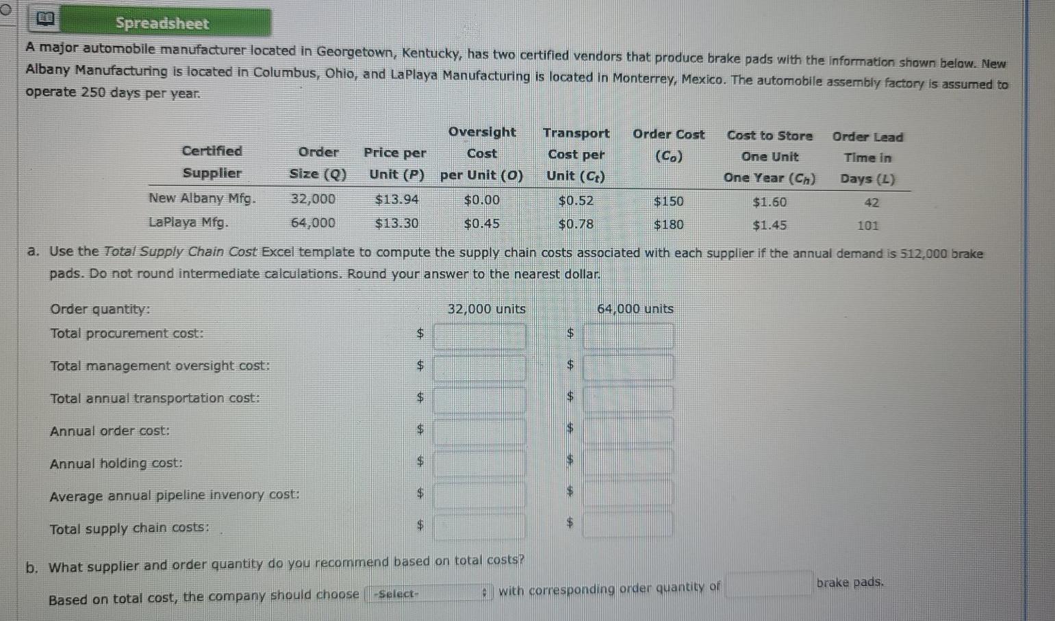 pls help Spreadsheet A major automobile