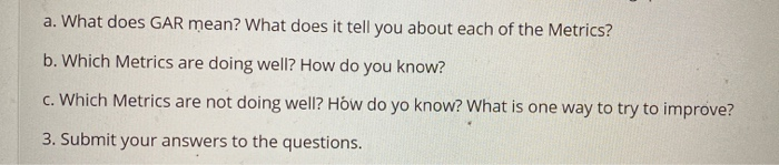 a. What does GAR mean? What does it tell you