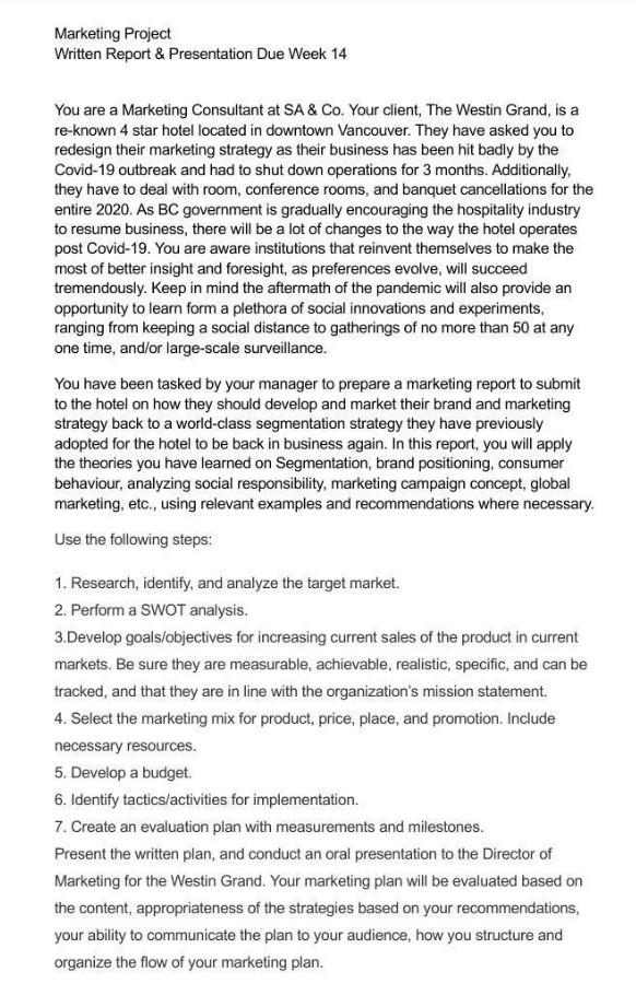 Marketing Project Written Report & Presentation