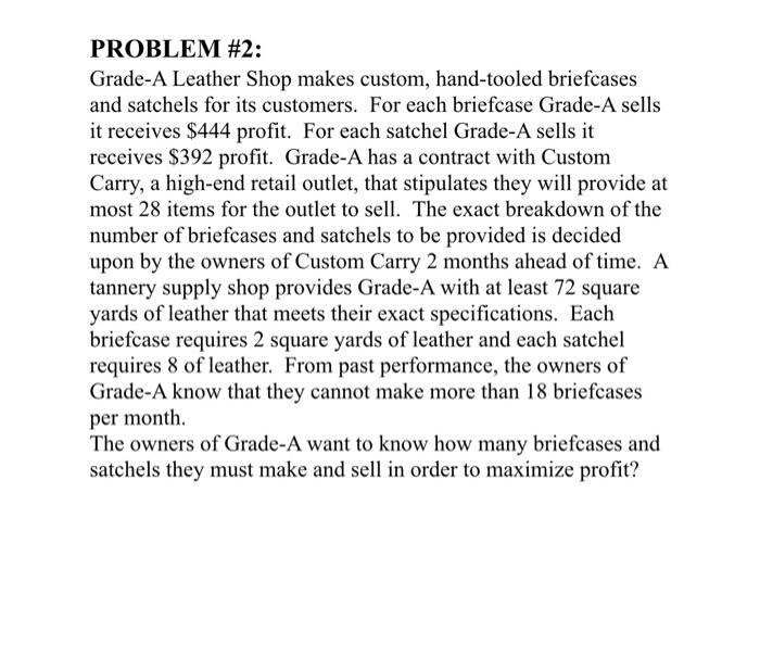 Linear Programming (only information given)