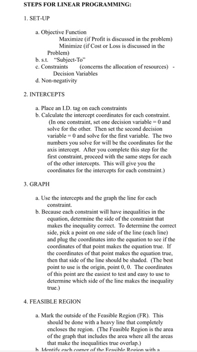 Linear Programming (only information given)
