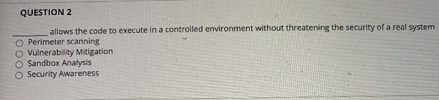 QUESTION 2 allows the code to execute in a