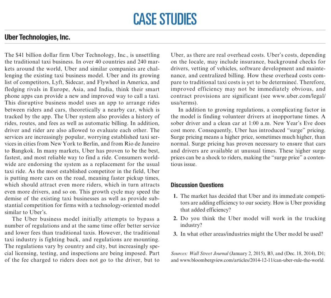Case study, Uber technologies. CASE STUDIES Uber